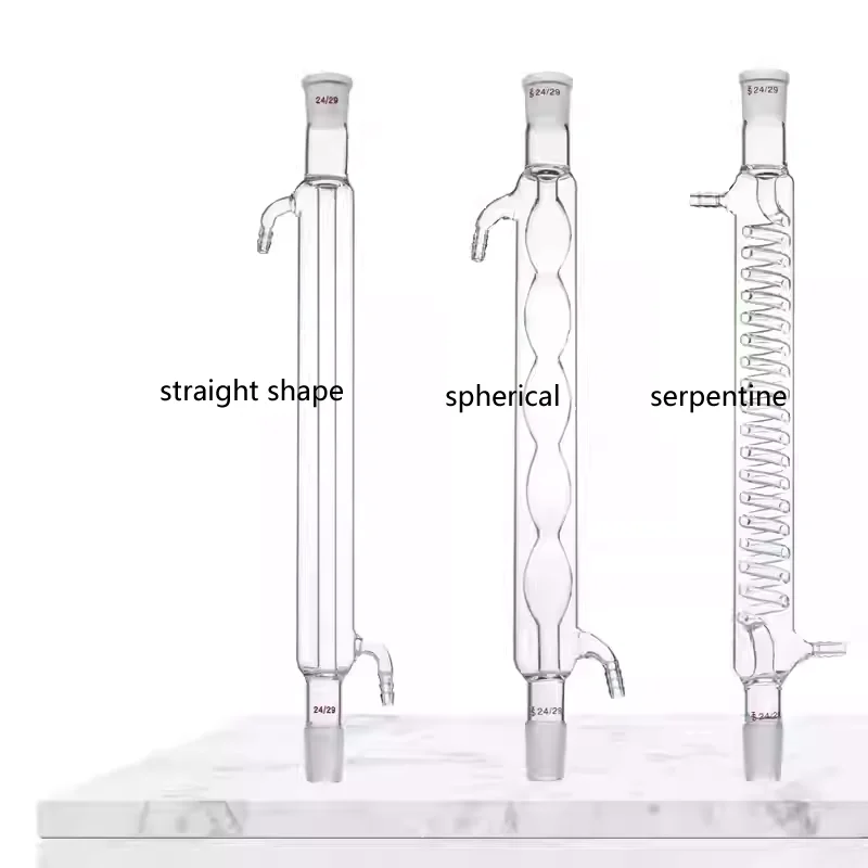 Glass condenser tube, straight condenser tube, glass cooling tube, standard port, reflux tube, made of high borosilicate materia