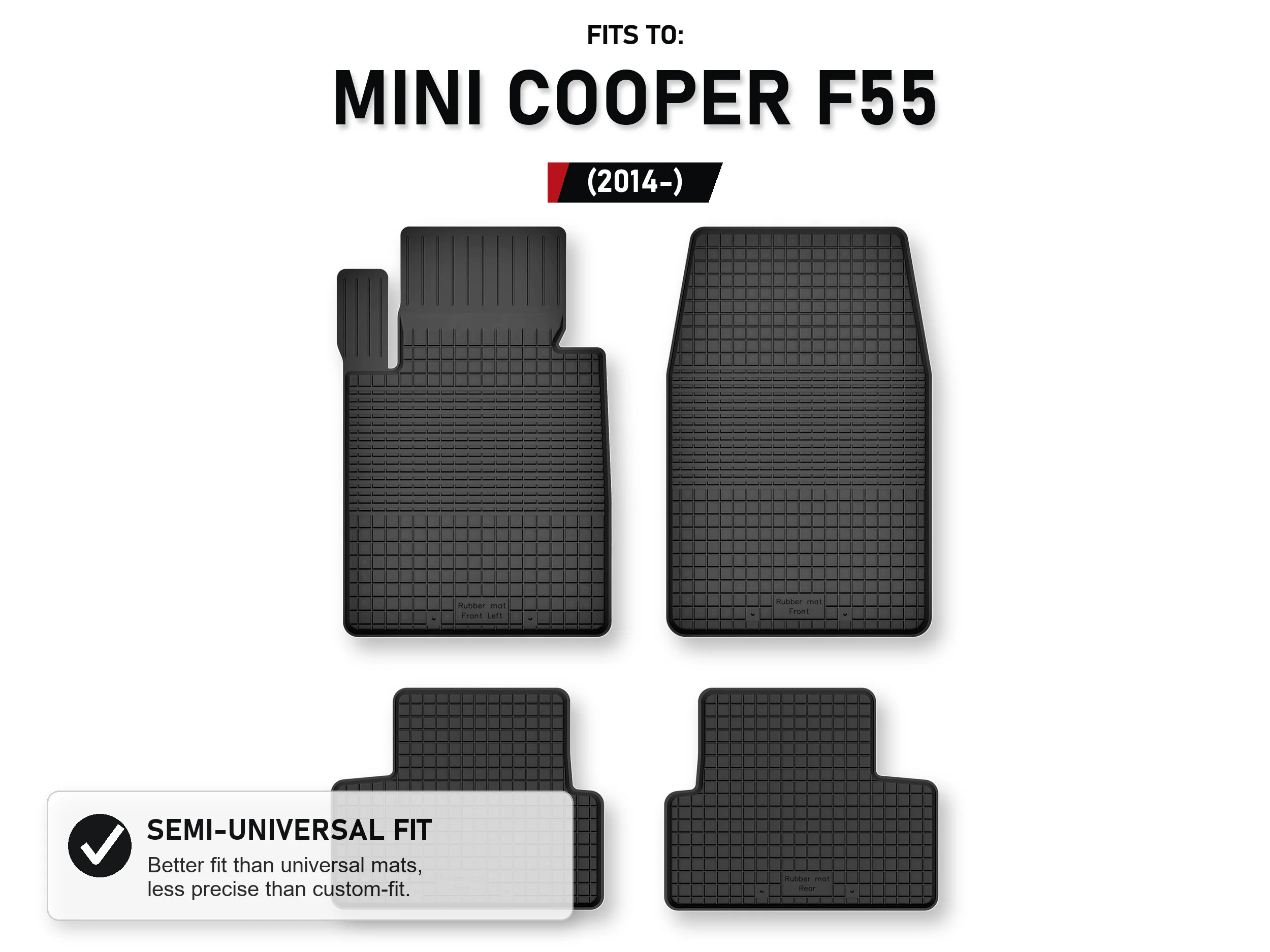 Rubberen matten, tray-type voor: Mini Cooper F55 2014- 5-deurs 4 stuks