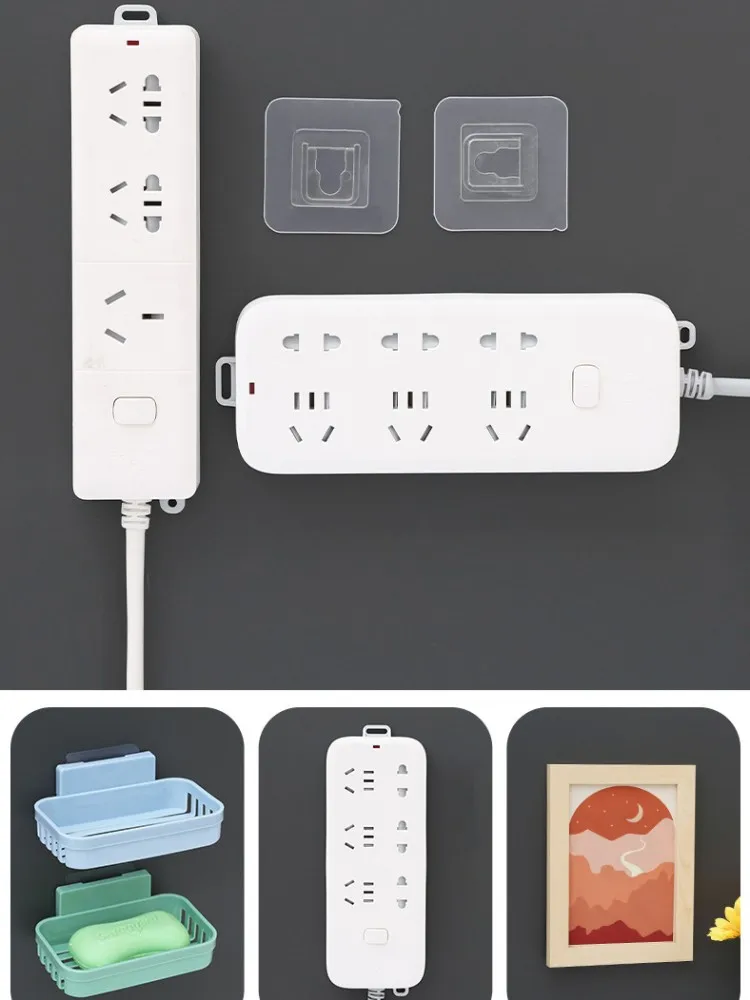 5pairs Socket Holder Double-Sided Strong Adhesive Tissue Box Shelf Wall Sticker Hanger Hook For Kitchen Bathroom Accessories