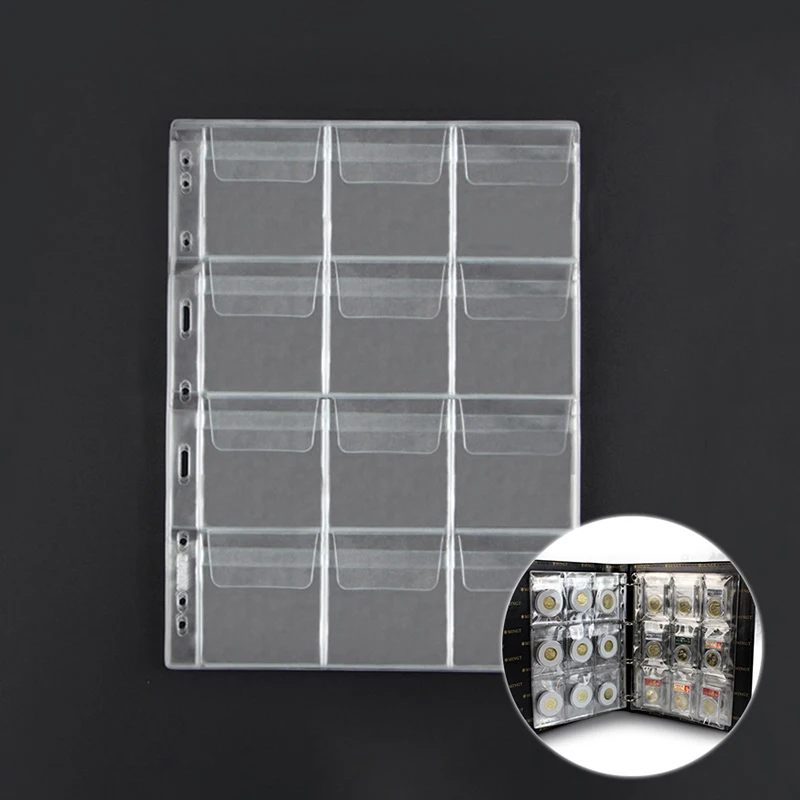 9/12 Grids Classic Plastic Coin Holder Sheet Storage Collection Money Album Case For Collection Album Photo Storage