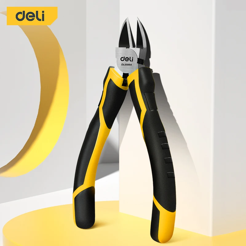 Deli 6 Inch Cr-V Plastic Pliers Diagonal Pliers Mini Electronic Wire Stripping Tool Cable Cutter Nipper Home Repair Hand Tool