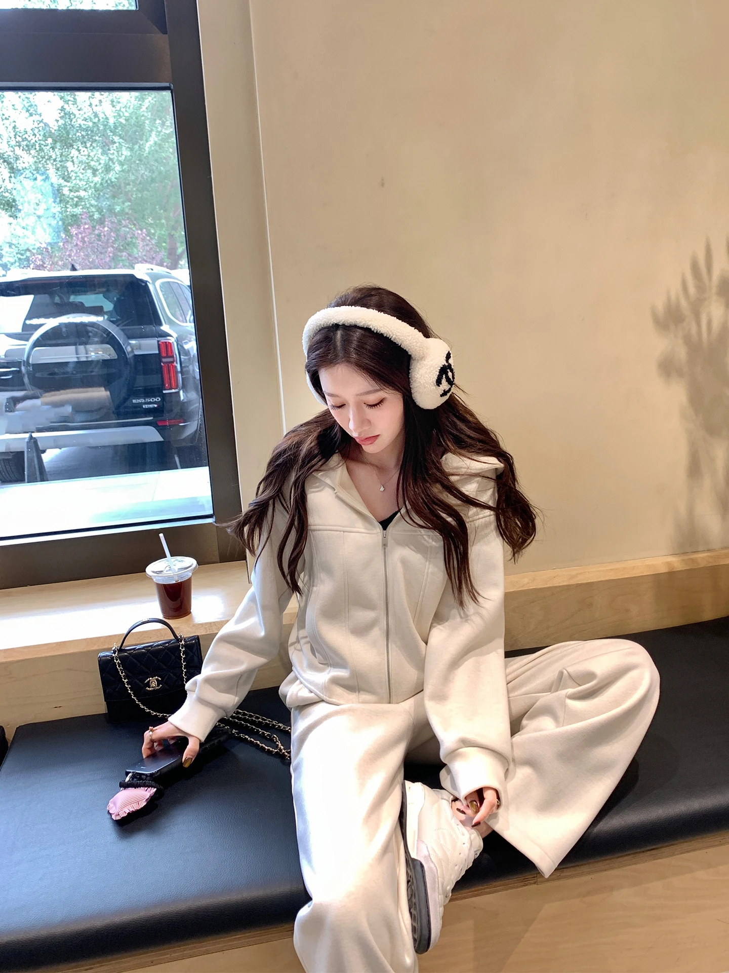 

YANUOYU Lazy Suite Women's Hoodie Jaet Drapey Sweatpants Fce Sportswear Casual Sle Polyester Cotton Blend Zipper Closure