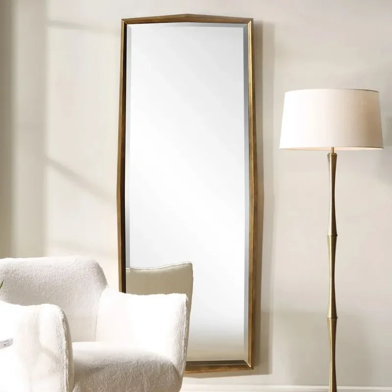 For French Medieval Wall Mounted Mirror Luxury Art Style Full Body Mirror Home Living Room Entrance Wall Dressing Fitting