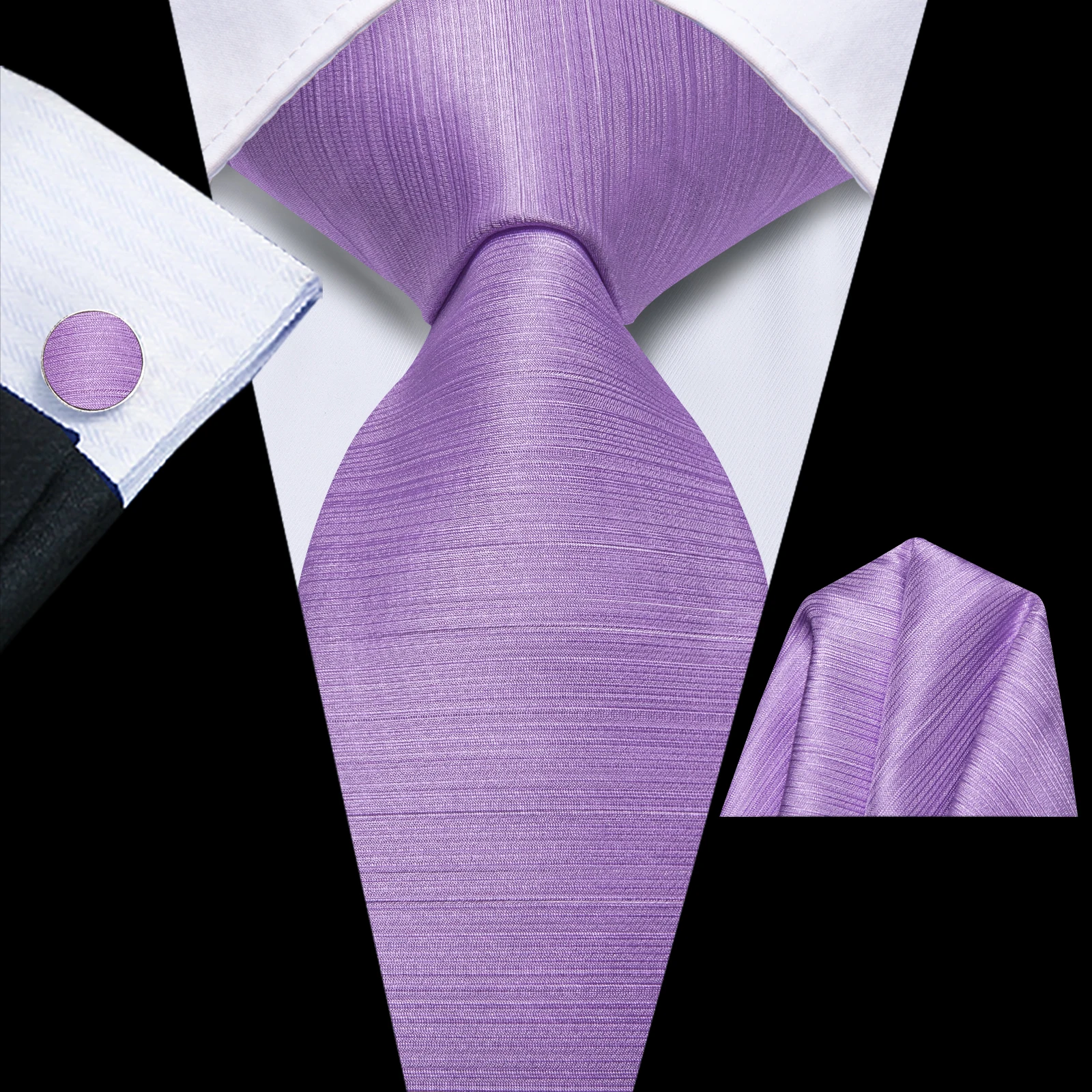 Мужской подарочный комплект галстуков Hi-Tie, шелковый галстук, однотонный, чистый, фиолетовый, розовый, оранжевый, свадебный для мужчин, качественные запонки, дропшиппинг