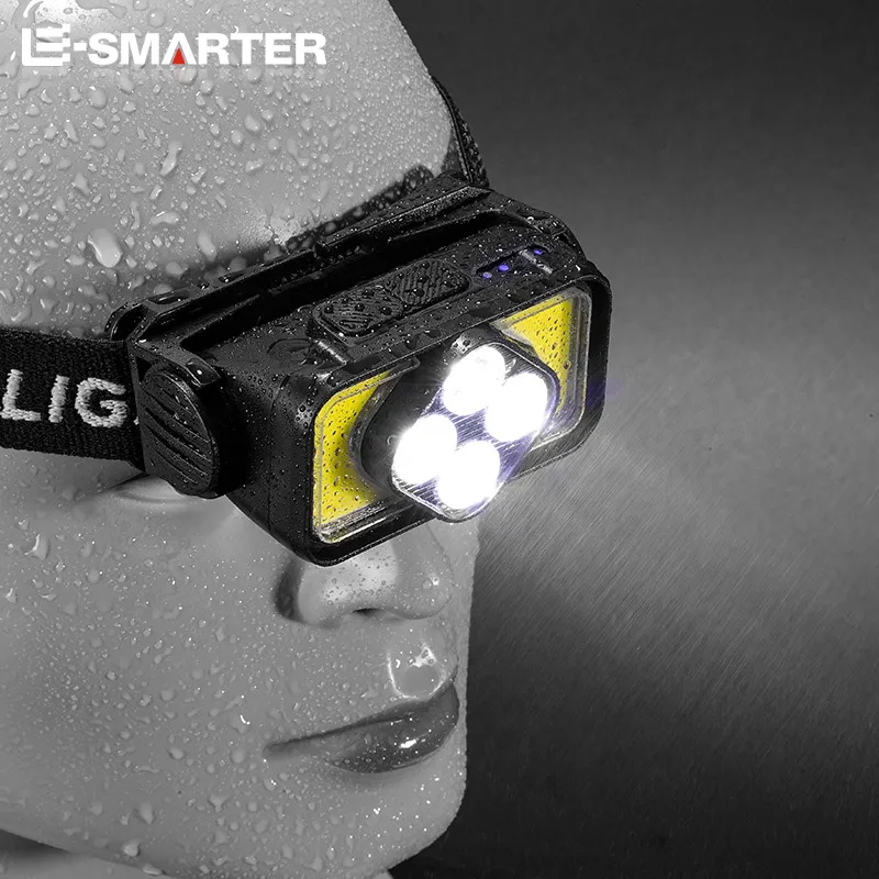 USB Rechargeable Headlamp Portable LED Headlight Built in Battery Torch Portable Working Light Fishing Camping Head Light