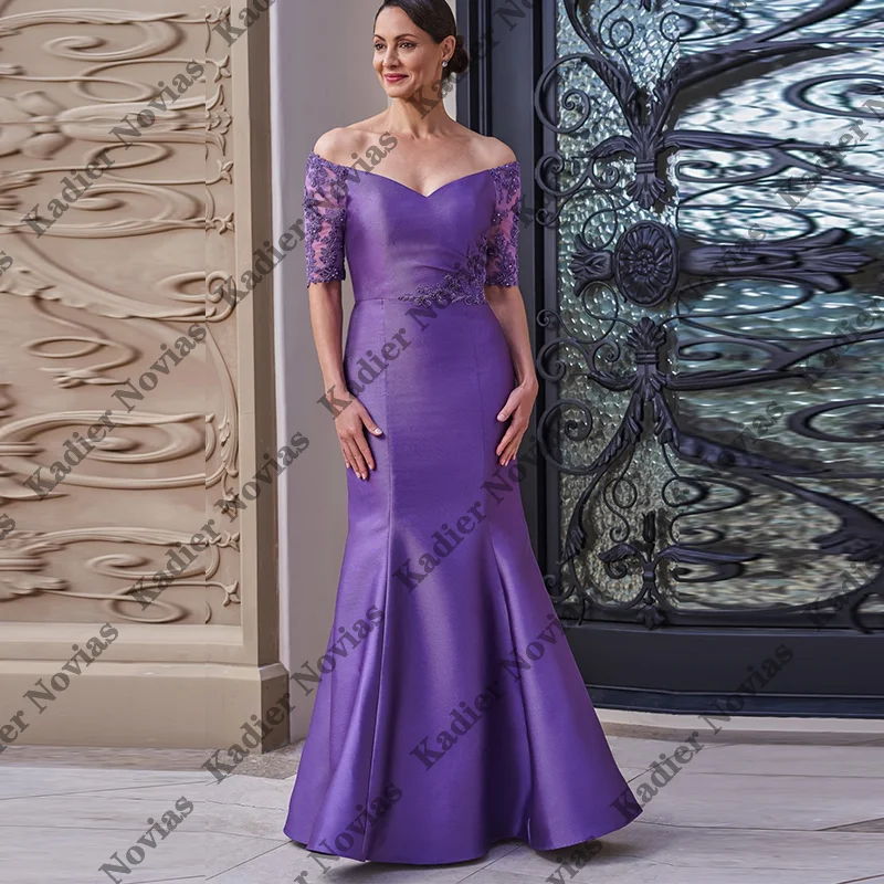 

Purple Off Shoulder Mother of the Bride Dresses Robes invitee Mariage Customized Vestido Para Madre De La novia