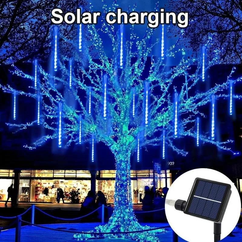 30/50CM Outdoor Solar LED Meteor Shower Light String Garden Atmosphere Garland Fairy Lights Wedding Party Camping Room Decor
