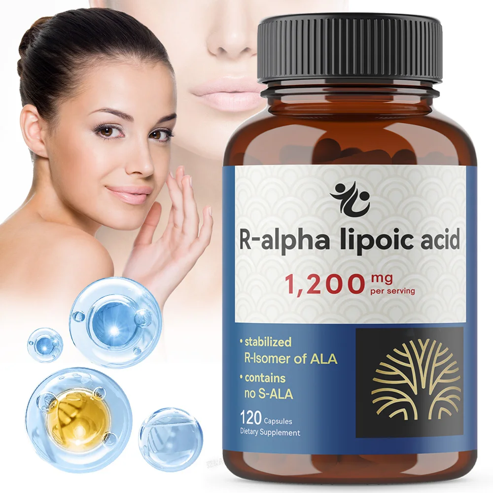 R Alpha Lipoic Acid 1200mg, 120 Vegetarian Capsules | Stable R-ALA High Absorption - Healthy Aging Antioxidant Supplement