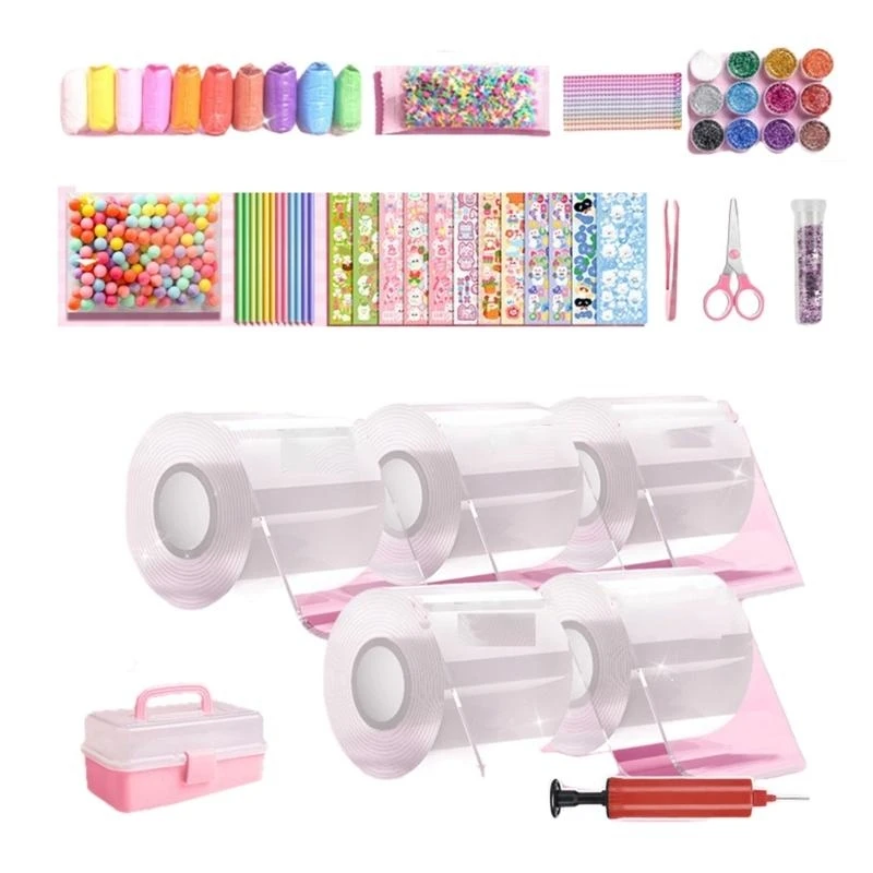 090B Nanos Tape Bubble Kits,Color Double Sided Tape Elastic Bubble DIY Craft Set,Squishys Balls,Parties Favor and Fidgets Toy