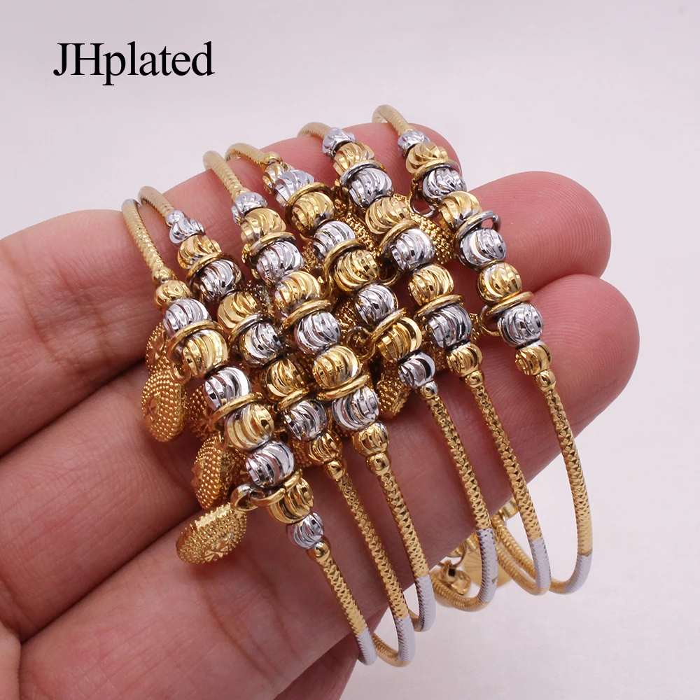 Women Gold silver two color bangles Party wedding gifts African Ethiopia bell heart bangles jewelry Adjustable size Bracelet