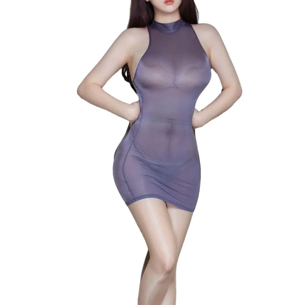

Comfy Fashion Hot New Dress Women Transparent 40-60kg For All Seasons Nylon Pencil Dress Solid Color Hip-covering