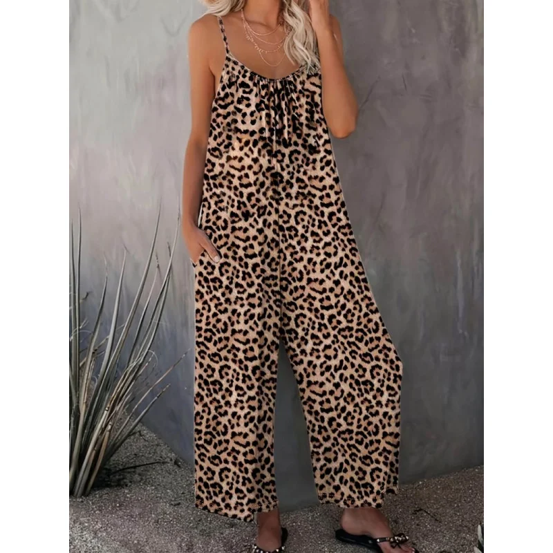 

Summer New European and American Style Color-Block Casual Sleeveless JumpsuitIdeal Vacation Outfits, Must - Have Summer Clothes