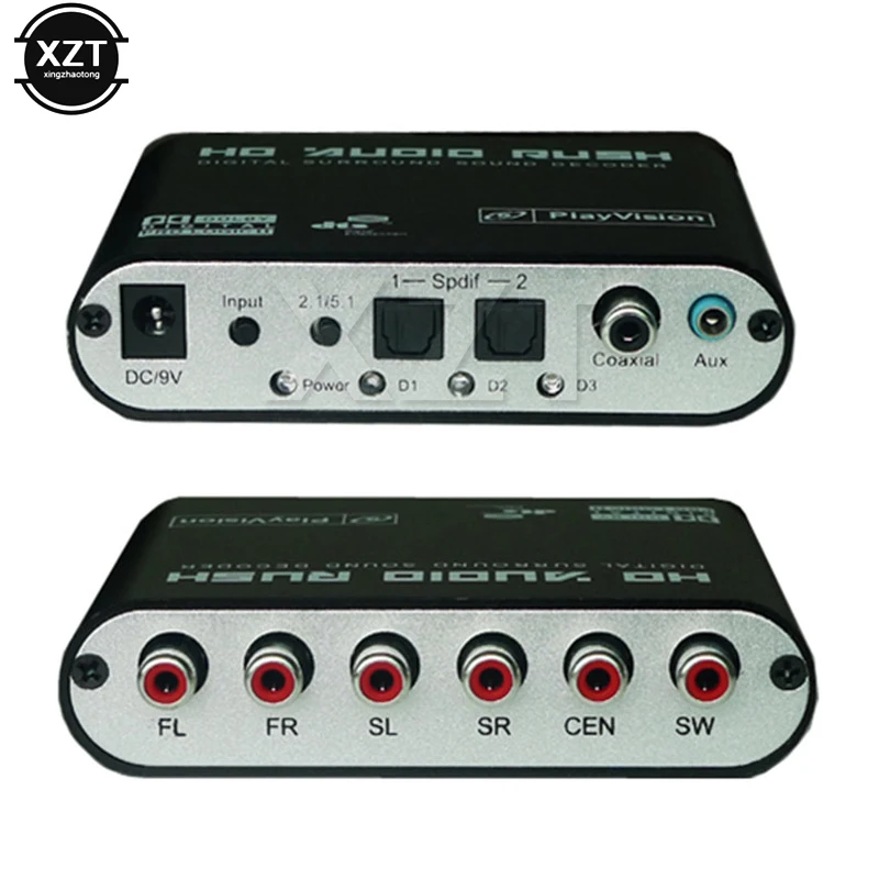 5.1 เครื่องขยายเสียง Analog Converter SPDIF Coaxial to RCA DTS AC3 Optical Digital Amplifier Audio Analog Converter Coaxial To 6RCA