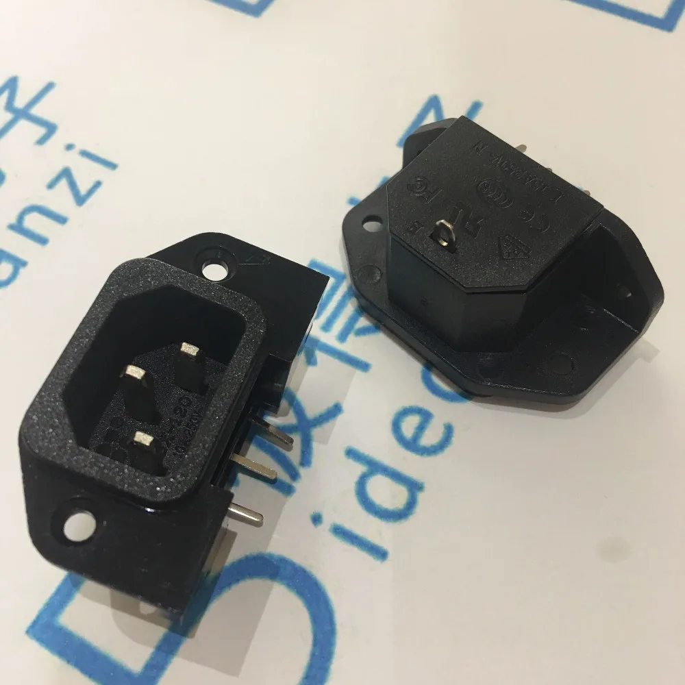 3P AC 250V 10A IEC 320 C14 Plug Panel Mount Power Inlet Socket Receptacle