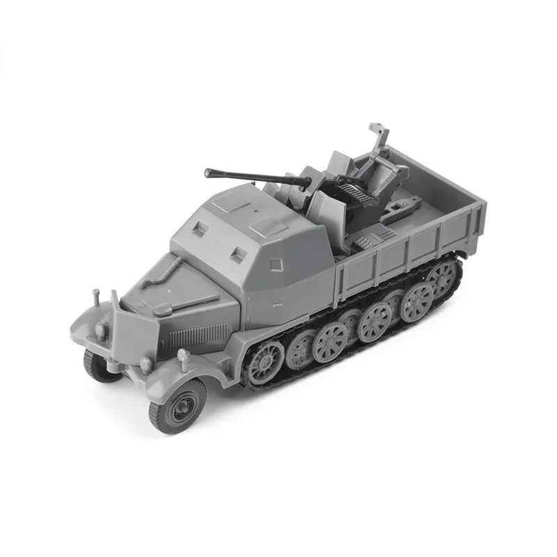 1/72 4D Assembled Armored Half Track FLAK37 Anti Aircraft Cannon Glueless Building Blocks Puzzle Toy