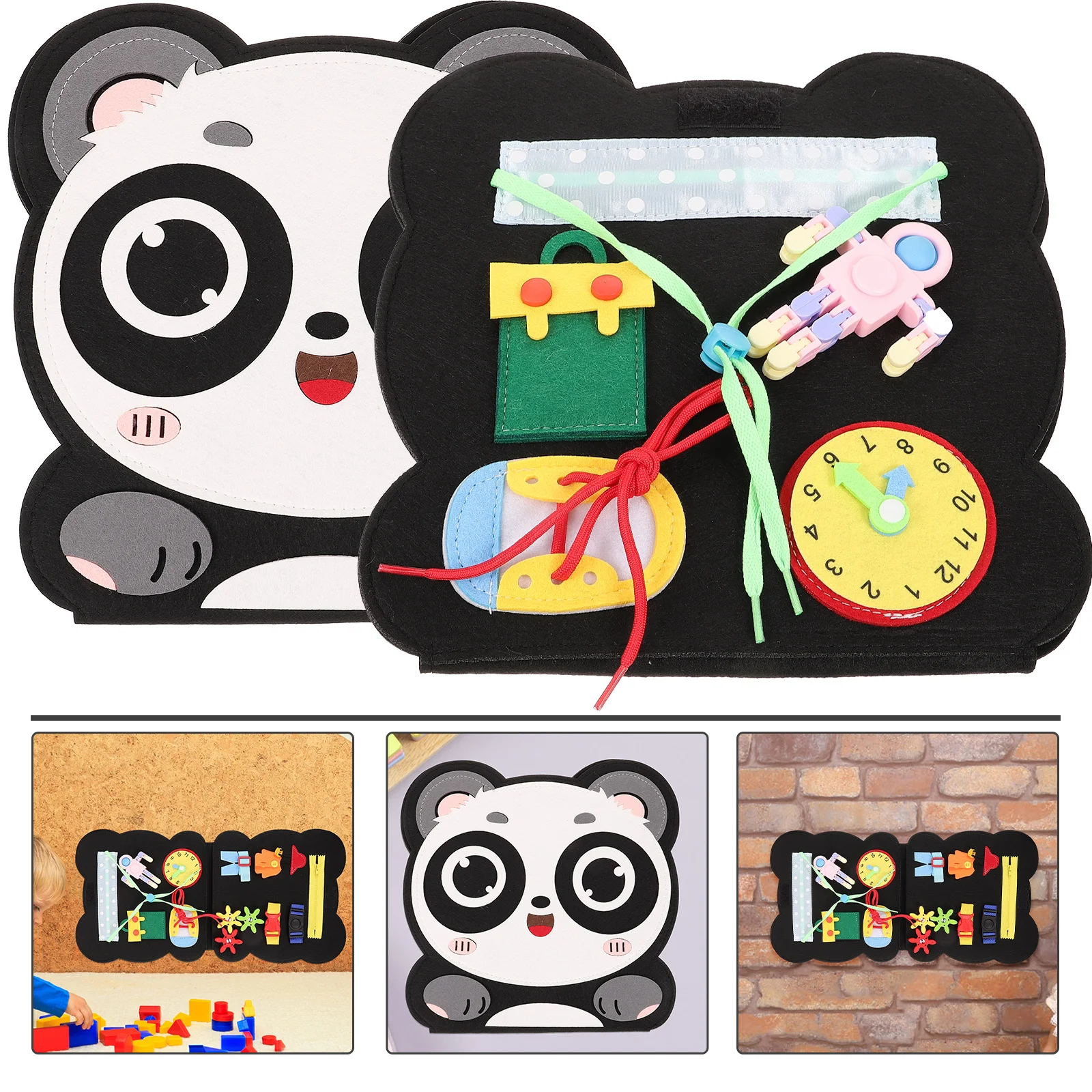 

Panda Felt Learning Board Educational Busy Board for Early Learning Development Activity