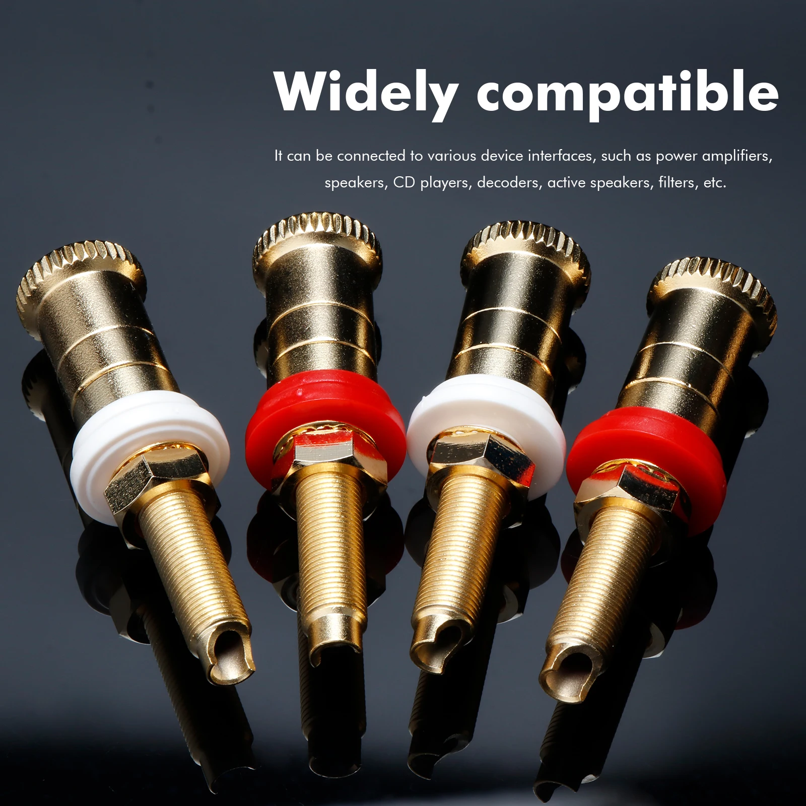 Binding Post Amplifier Terminal Connector Banana Plug 24K Gold Plated Sold Brass Amplifier Speaker Terminal Binding Post Banana