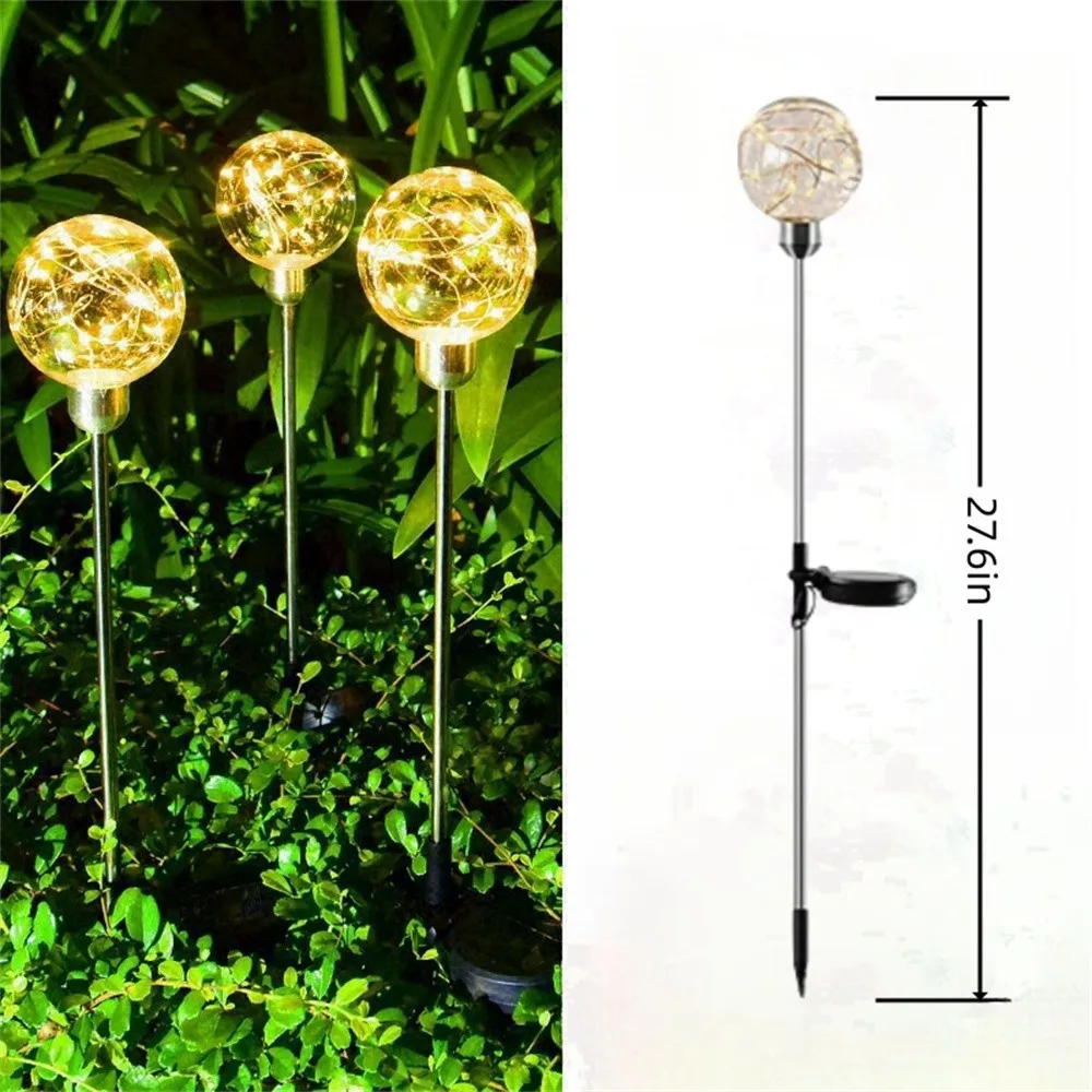 Boule de souhait solaire étanche à tête unique, 1 pièce, guirlande lumineuse enfichable au sol, adaptée au paysage de cour, au jardin