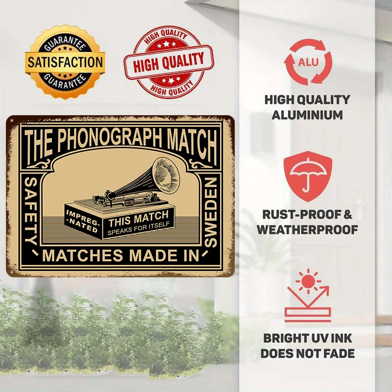 The Vintage Phonograph Poster Customized Vintage Metal Signs Wall Art Retro Tin Plaque for Decoration Bedroom Home Decorations
