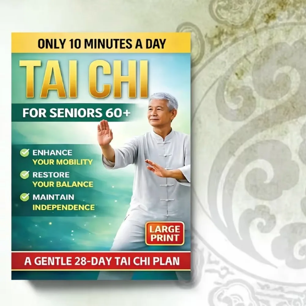 Tai Chi para personas mayores de 60 años, libro de salud para principiantes mayores en inglés con letras grandes, 28 días, equilibrio suave, envío gratis