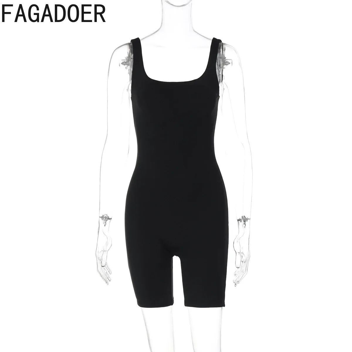 FAGADOER High Quality Casual Bodycon Rompers Women Spaghetti Strap Sleeveless Backless  Jumpsuit Female Streetwear Overalls New