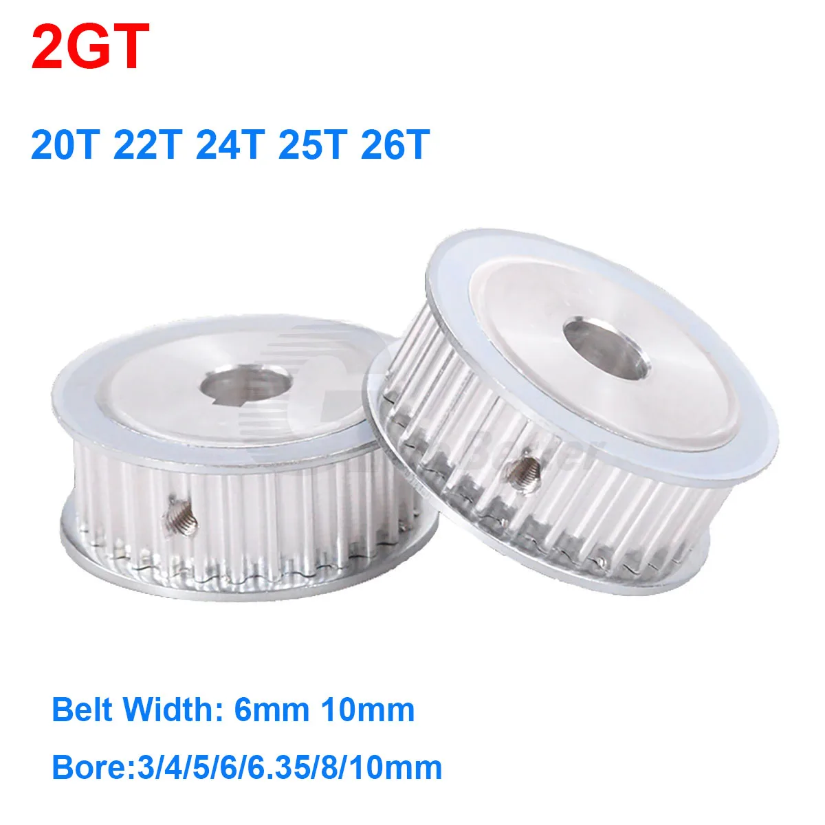 

2GT 20T 22T 24T 25T 26T Timing Pulley Bore 3/4/5/6/6.35/8/10mm For GT2 Width 6mm 10mm Timing Belt 3D Printer CNC Parts