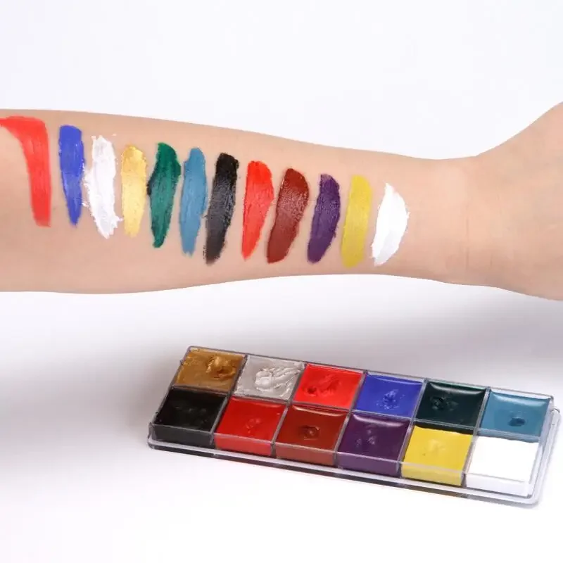 Peinture à l'huile d'art corporel pour le visage, maquillage de tatouage, cosmétique, peinture Linge, fête d'Halloween, 12 couleurs