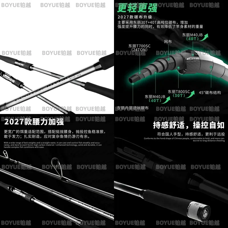 27 Inch Lightweight Fishing Rod Long Distance Casting Straight Handle Cross Mouth Design Versatile Freshwater Saltwater Gear