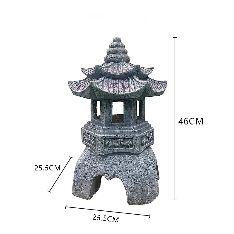 New Chinese Japanese Solar Palace Lights Outdoor Garden Zen Inspired Stone Pagoda Light Courtyard Grassland Landscape Decoration