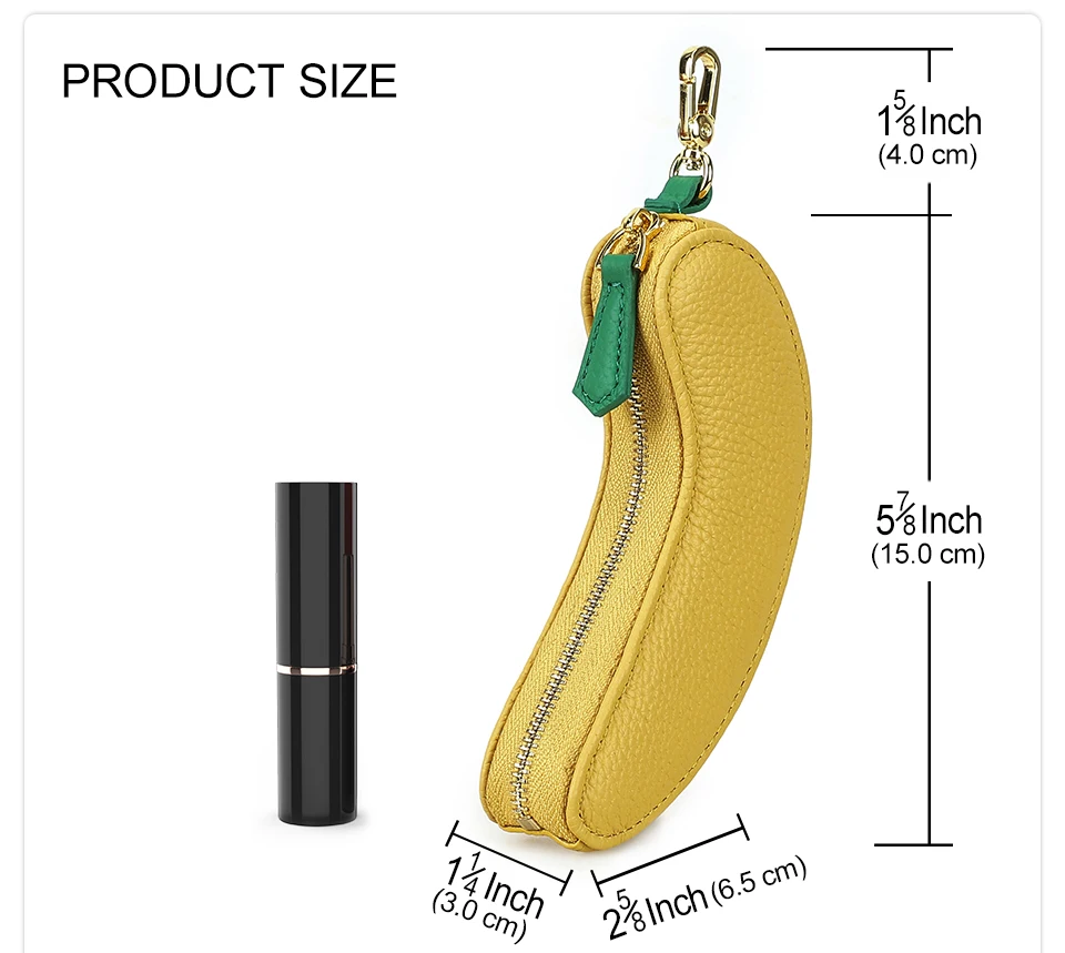 CONTACT'S Genuine Leather Bag Charm, Fruit Series Mini Pouch Keychain, Cute Handbag Pendant for Women, Female Small Item Holder