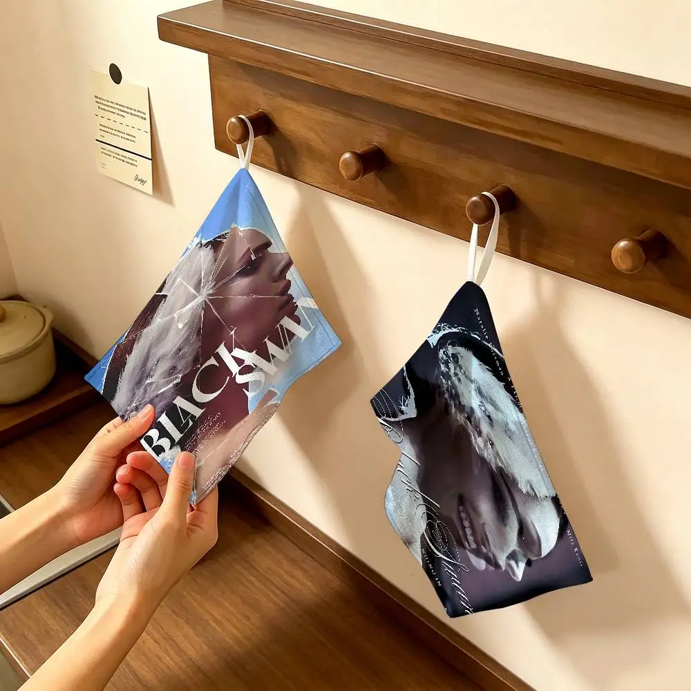 Movie B-Black Swan  Polyester Cotton Hanging Kitchen Towel, Absorbent Hand Wiping Cloth for Daily Cleaning Drying