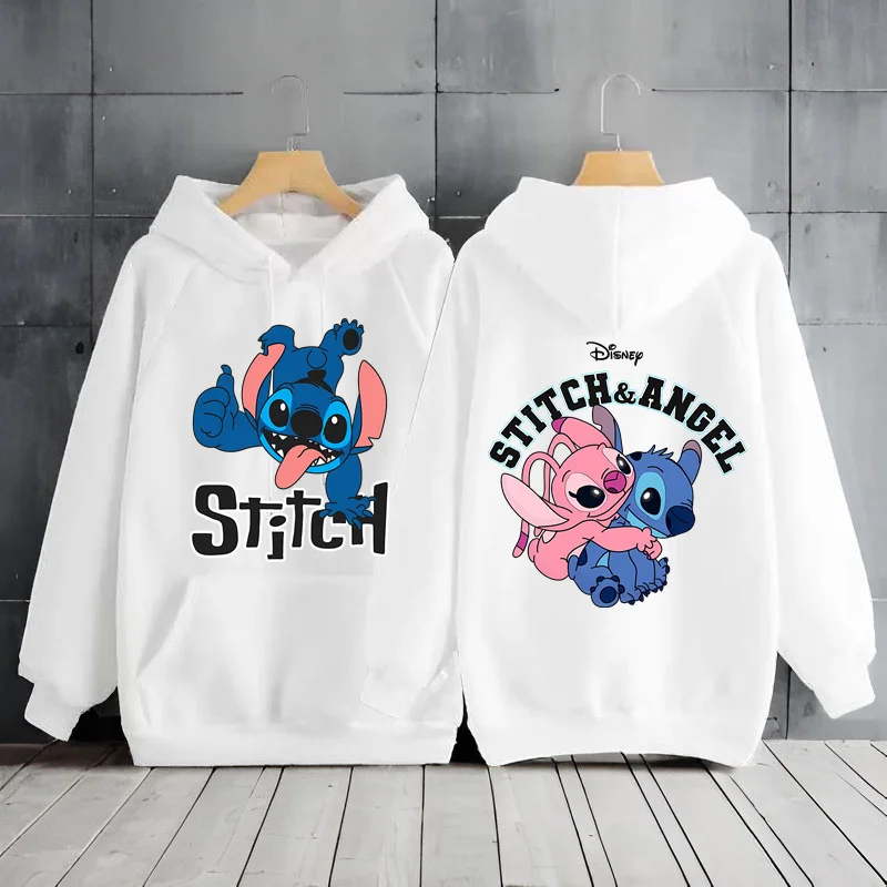 Kawaii Lilo & Stitch Y2k hoodies ผู้หญิงเสื้อกันหนาวแขนยาวฮาราจูกุปักลำลองสไตล์ดิสนีย์