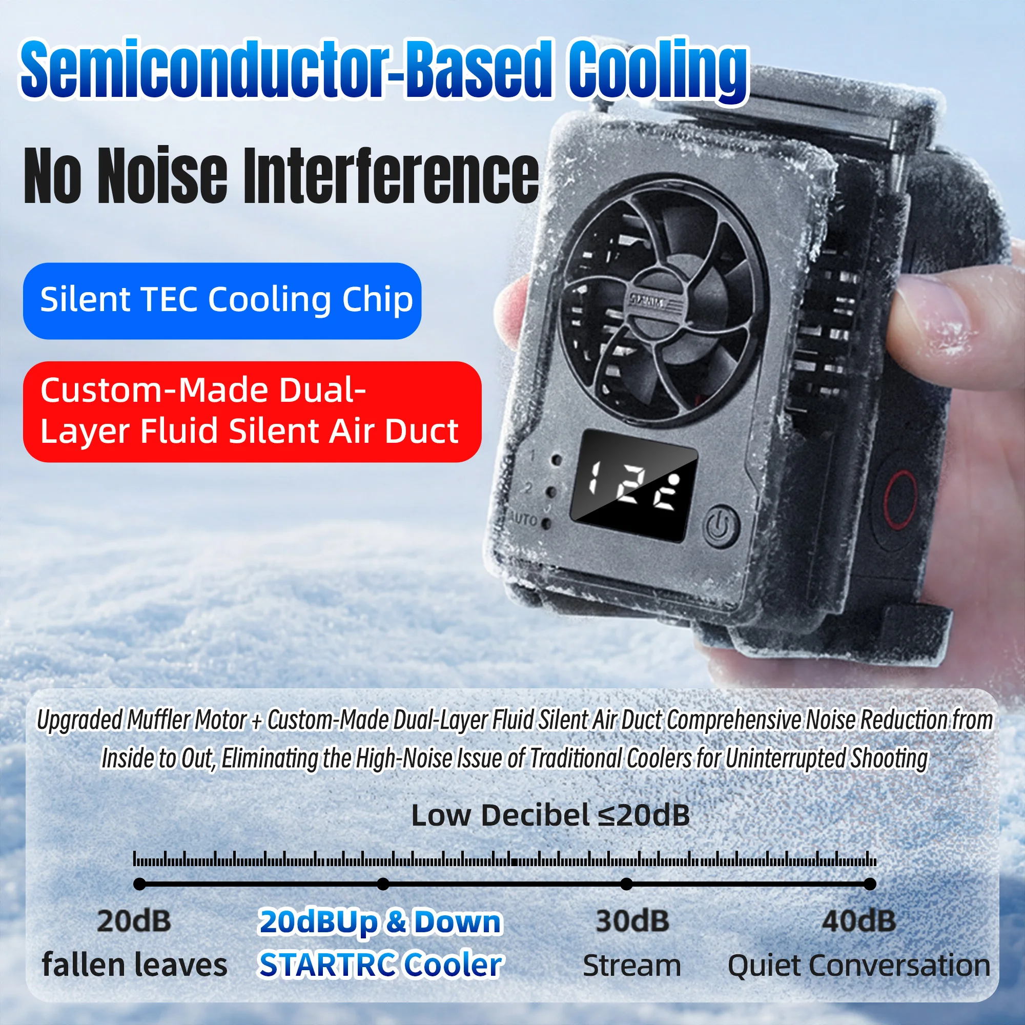 Chłodzący Radiator do DJI Osmo Action 5 Pro/Action 4/3 Akcesoria do Kamer Wentylator Chłodzący Ice Core z 3-stopniową Regulacją i Zimną Stopką — zdjęcie produktu 4
