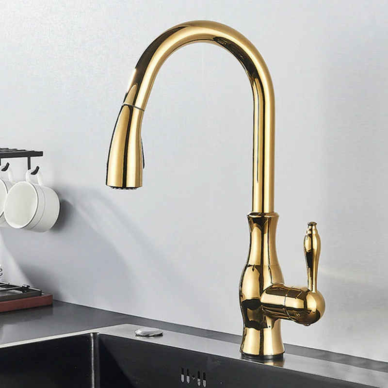 Tuqiu Gold Pull Out Kitchen Faucet Brass Black Sink Faucet Mixer Tap 360 degree rotation torneira cozinha mixer taps Kitchen Tap
