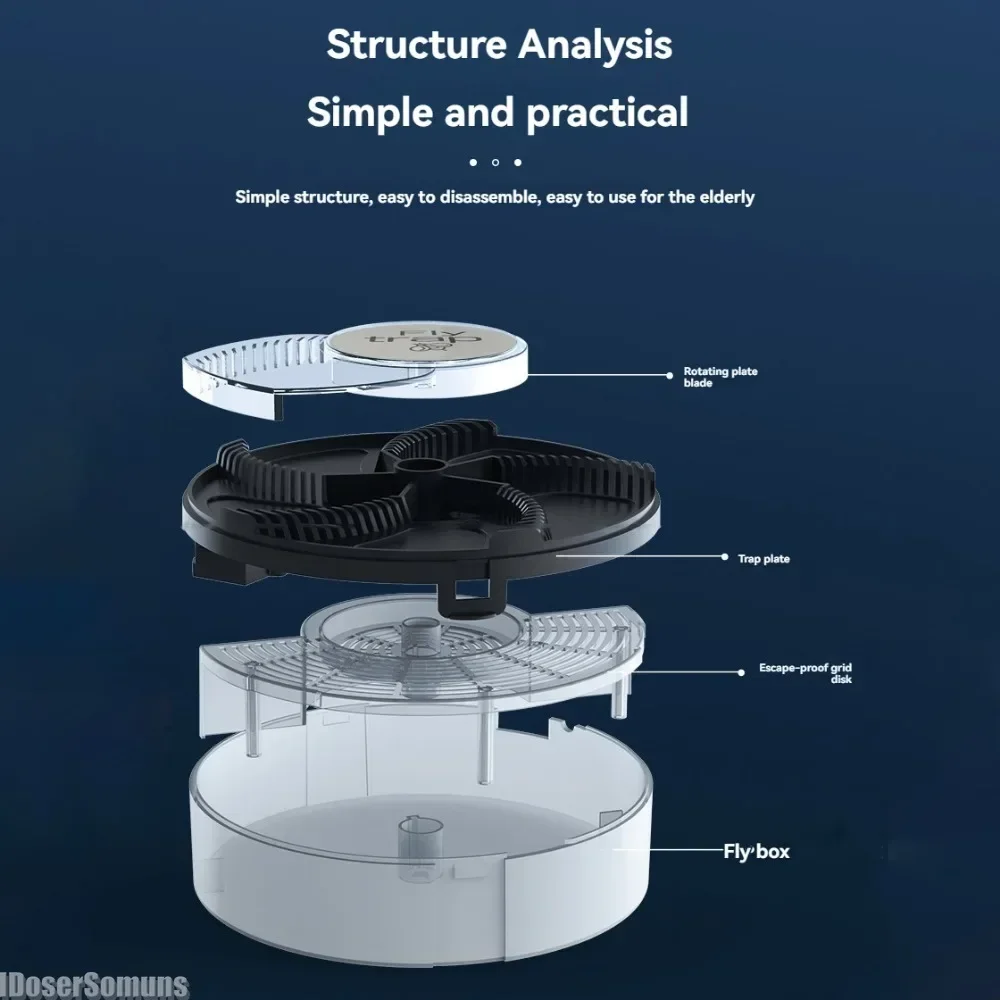 Automatic Pest Catcher USB Rechargeable Pest Catcher Device Quiet Removable Insect Pest Catcher Household Home Kitchen Flytrap