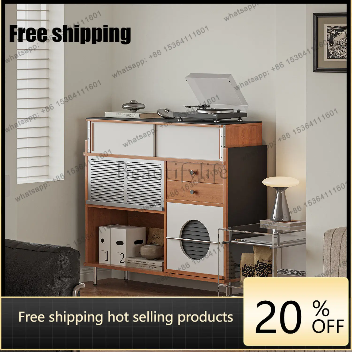 hot Log style modern color matching chest size apartment household storage light luxury storage cabinet