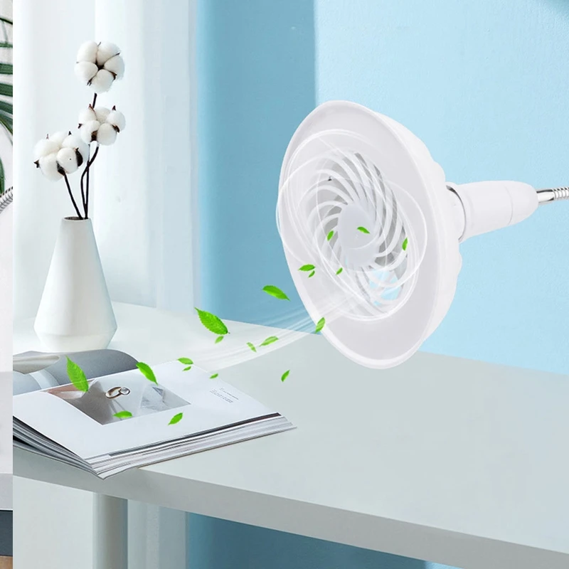 Lampe LED avec ventilateur 2 en 1, 10W, E27, 3 modes réglables, 85V-265V, avec adaptateur B22 à E27, pour le bureau