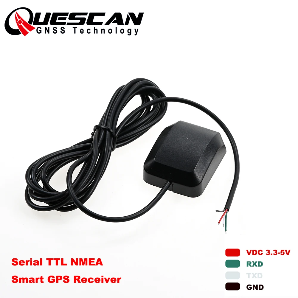 QUESCAN 3.3-5V Serial TTL M10 GPS GNSS Receiver Smart GPS Antenna Arduino GPS Galileo GLONASS BeiDou NMEA UBX Protocol 1-25Hz