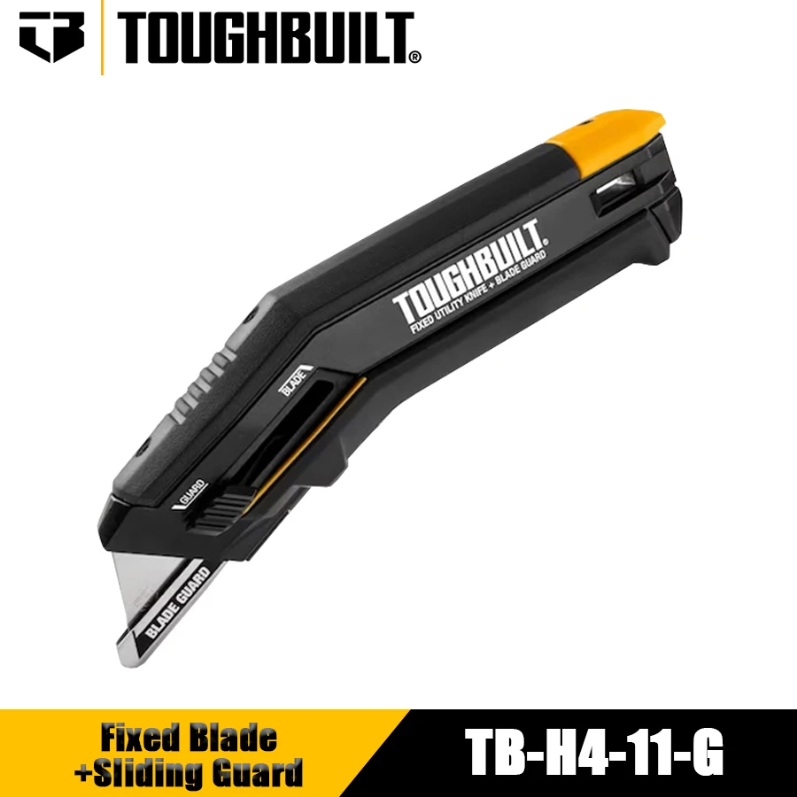 TOUGHBUILT TB-H4-11-G Fixed Blade+Sliding Guard (contains 5 blades) Clip-on Tool Knife Utility Knife Hand Tools