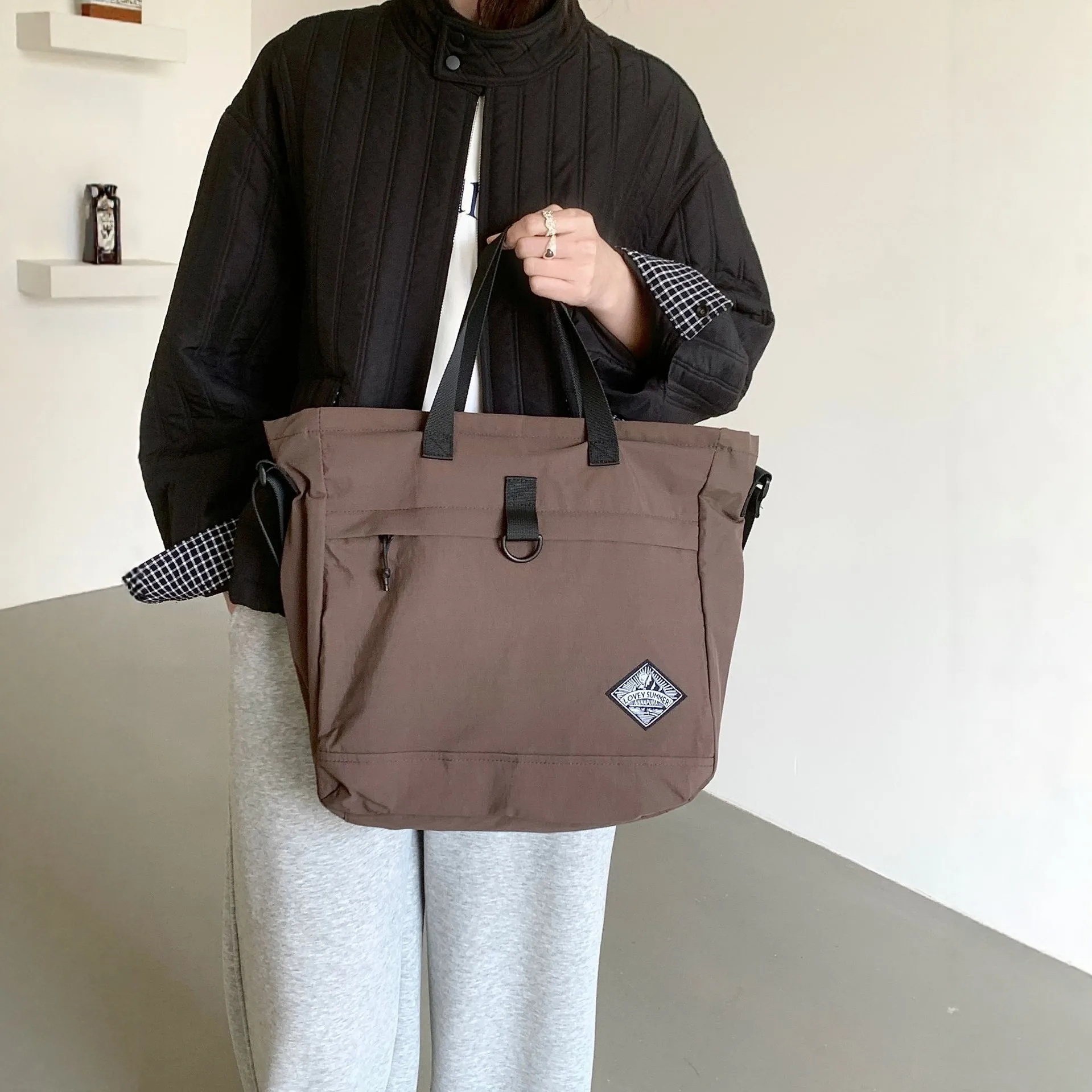 Cross-Border New Nylon Computer Bag Simple Commuter Large Capacity Briefcase Handbag Diagonal Bag Tote Bag Motorcycle Bag