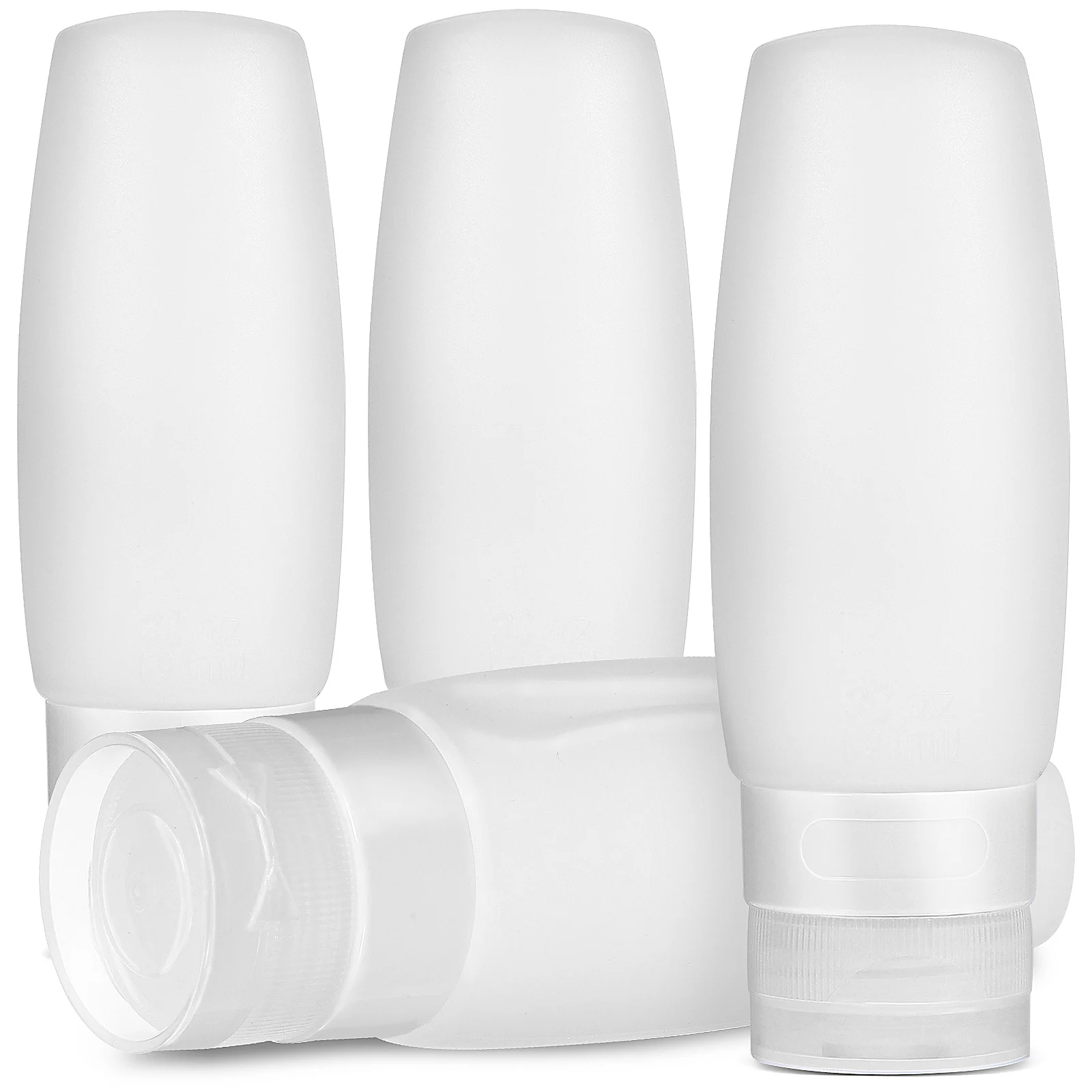 

4 Pcs Silicone Travel Bottles White Toiletry Containers Refillable Shampoo Squeeze Set for Trips Cosmetics Storage