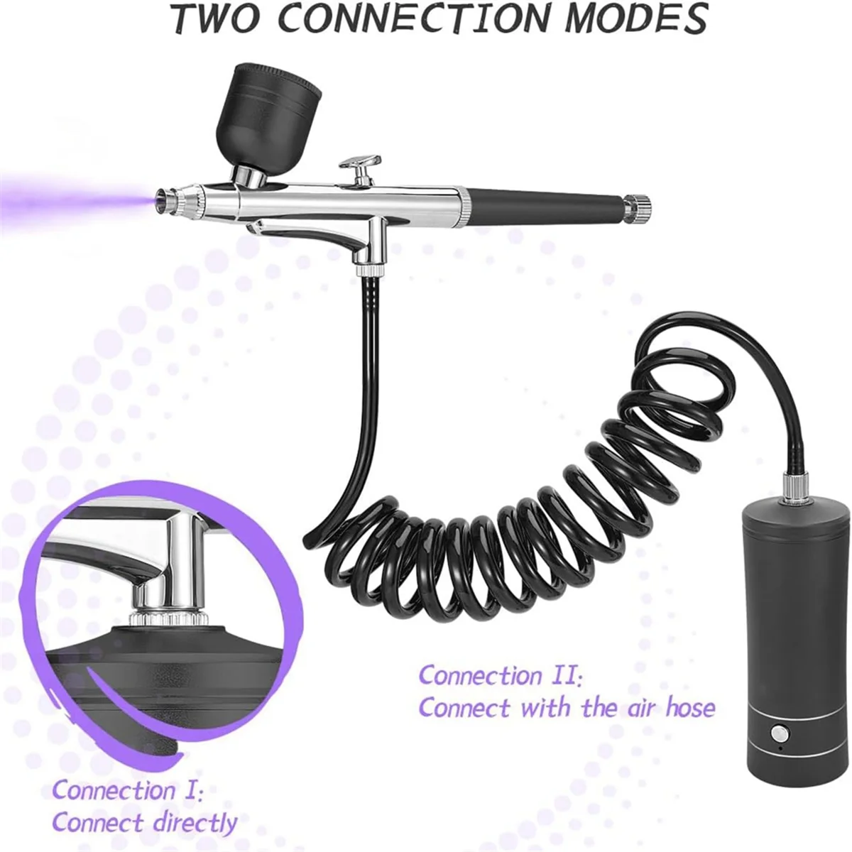 Set Airbrush kompresor tanpa kabel, perlengkapan Airbrush kompresor dapat diisi ulang, otomatis menangani lukisan Model, kuku, Makeup B