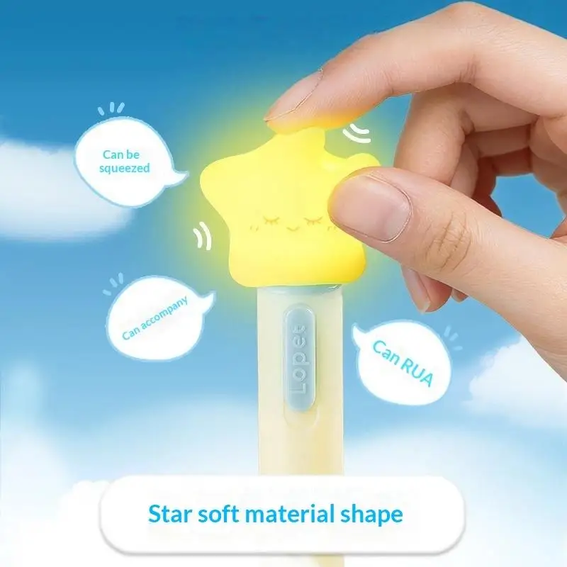 Cute Cartoon Lucky Star Light Up Press Gel Pen 2Pcs Neutral Writing Pen Student Stationery For School Office Daily Use