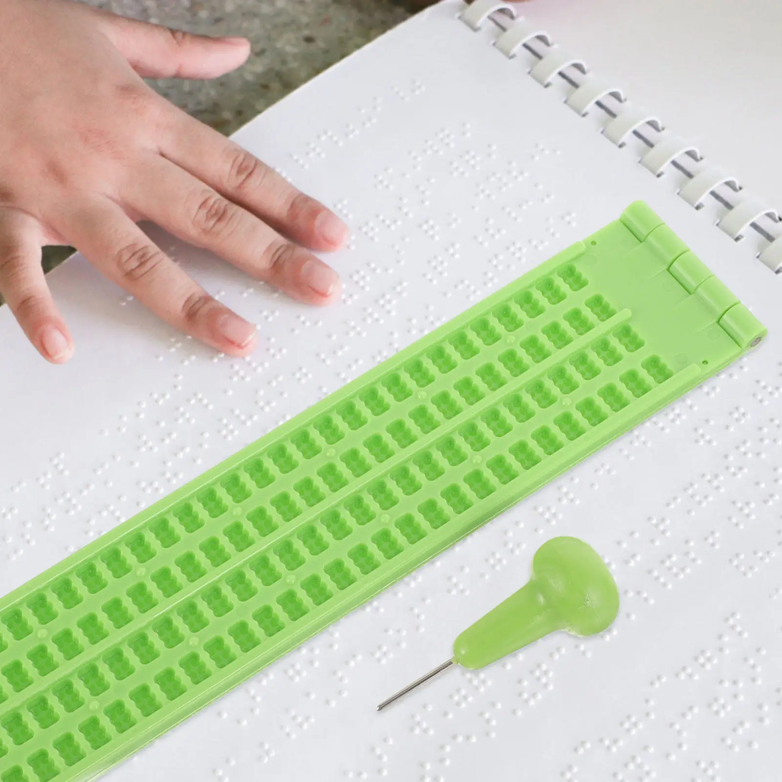 1 Set Plastic Writing For Blind Lightweight Braille Fingerboard Kit Durable Braille Writing Plate Stylus Tool Health Care - view 2