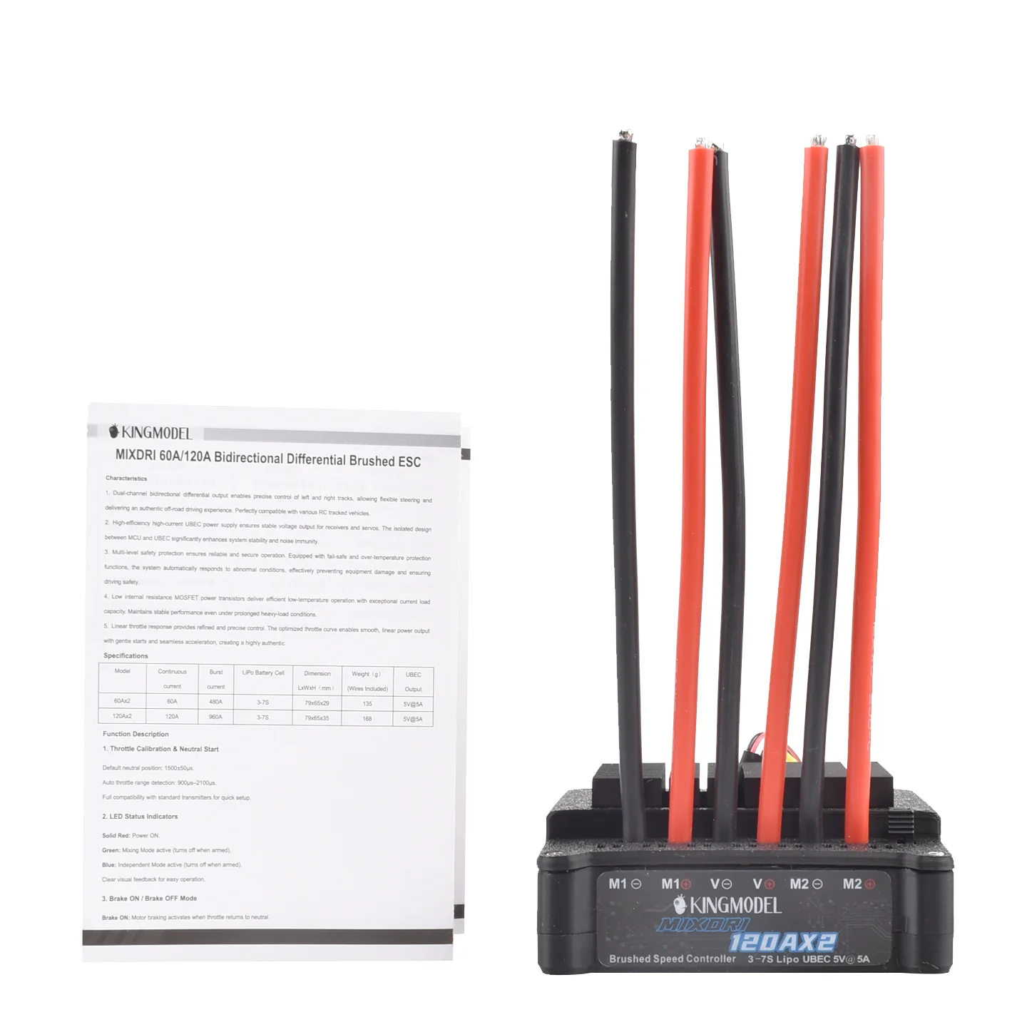 60A/120A Dual Way Bidirectional Brushed ESC10V-32V battery Speed Control For Rc Model Boat/tank/Car 540/550775/795 Brushed Motor