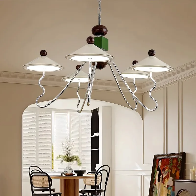 

2024 new cream day and night light French medieval living room chandelier