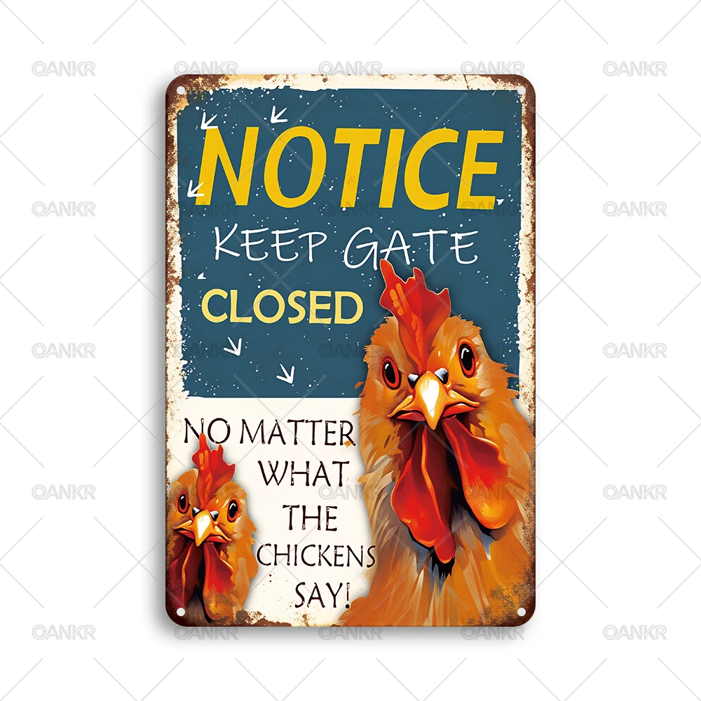 Funny Chicken Coop Themed Metal Tin Sign, Retro Farm Humorous Wall Art Decor, Vintage Hen House Plaque for Backyard Farmyard