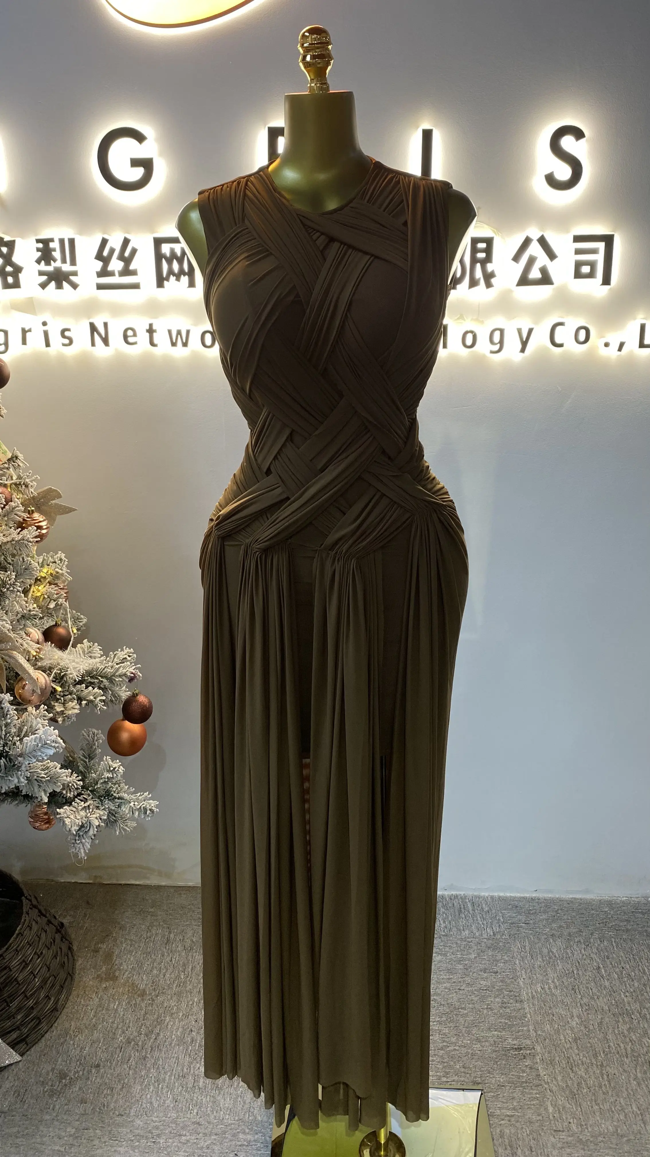 

New fashionable retro woven irregular long sleeveless retro dress, elegant and casual women's wear-GZXX069