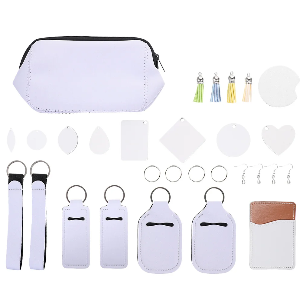 1Set DIY Craft Blank Keychain Double Sided Bag Accessory Handmade Supply for Unique Gifts DIY Keychain