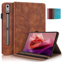 Coque For Lenovo P12 12.7 Case Emboss Tree Flip Wallet Stand Cover For Funda Xiaoxin Pad Pro 12 7 12.7 inch Tablet Case tb370fu